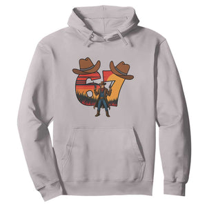 Six Seven Meme Cowboy Hoodie Funny Western 67 Trend Gift TS12 Ice Gray Print Your Wear