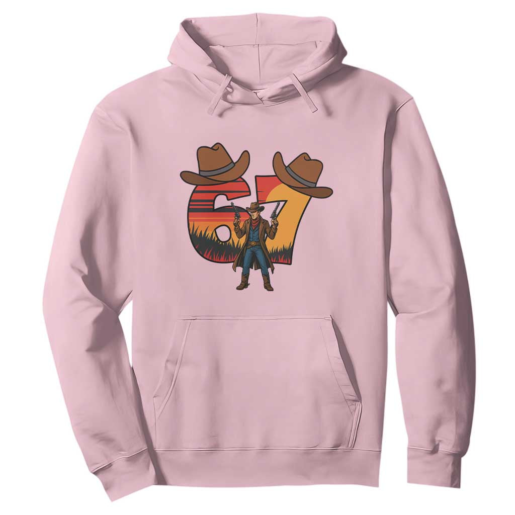 Six Seven Meme Cowboy Hoodie Funny Western 67 Trend Gift TS12 Light Pink Print Your Wear