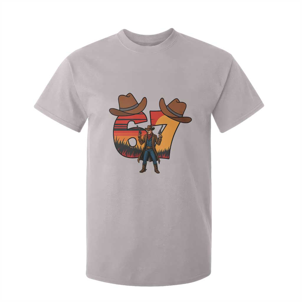 Six Seven Meme Cowboy T Shirt For Kid Funny Western 67 Trend Gift TS12 Ice Gray Print Your Wear