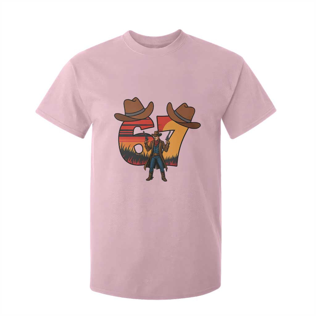 Six Seven Meme Cowboy T Shirt For Kid Funny Western 67 Trend Gift TS12 Light Pink Print Your Wear