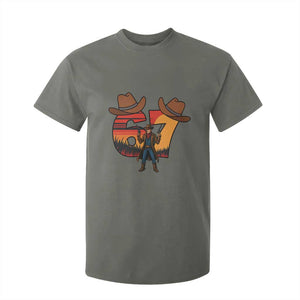 Six Seven Meme Cowboy T Shirt For Kid Funny Western 67 Trend Gift TS12 Military Green Print Your Wear