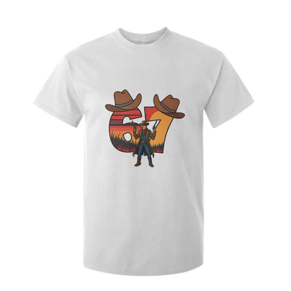 Six Seven Meme Cowboy T Shirt For Kid Funny Western 67 Trend Gift TS12 White Print Your Wear