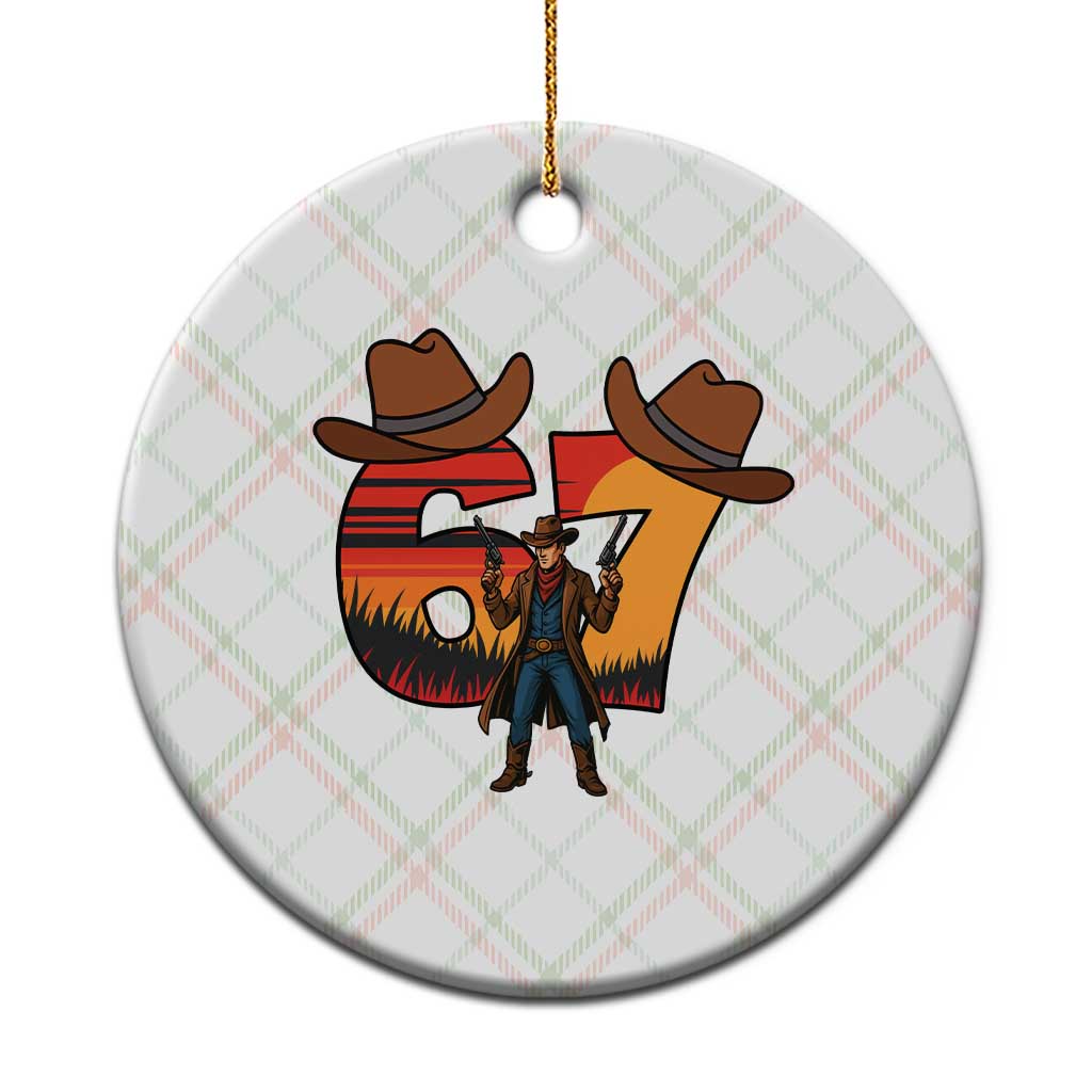 Six Seven Meme Cowboy Ceramic Ornament Funny Western 67 Trend Gift TS12 1pc Christmas Plaid Print Your Wear