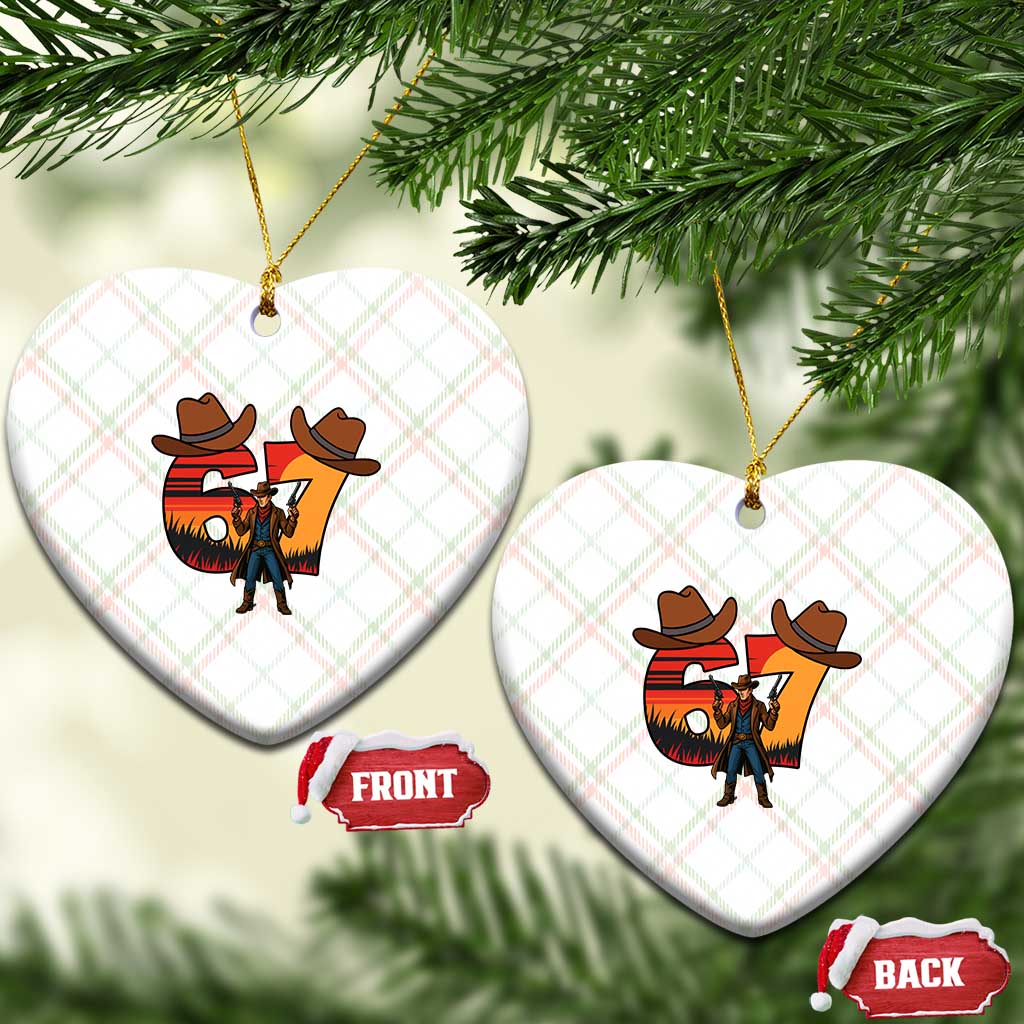 Six Seven Meme Cowboy Ceramic Ornament Funny Western 67 Trend Gift TS12 Print Your Wear