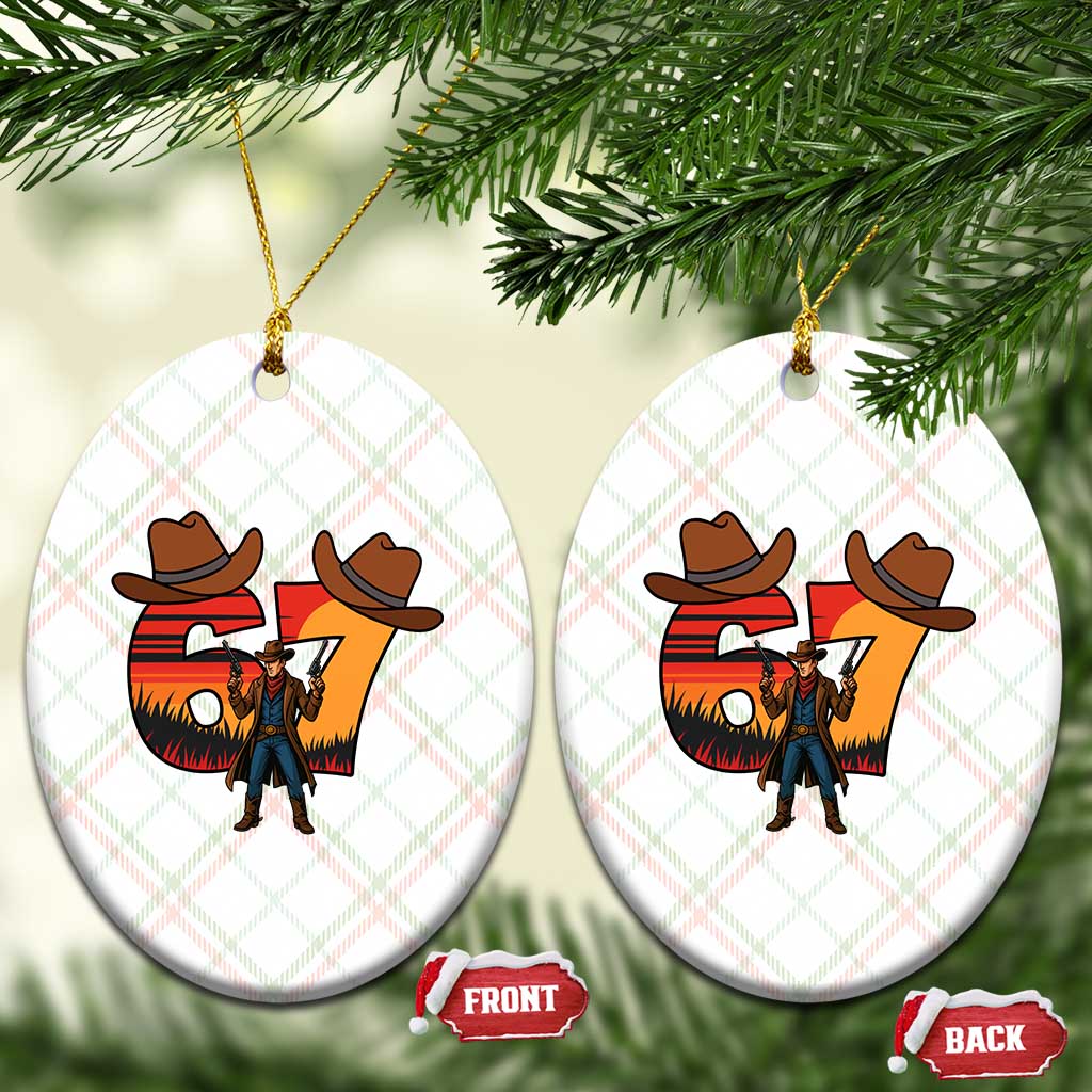 Six Seven Meme Cowboy Ceramic Ornament Funny Western 67 Trend Gift TS12 Print Your Wear