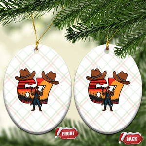 Six Seven Meme Cowboy Ceramic Ornament Funny Western 67 Trend Gift TS12 Print Your Wear