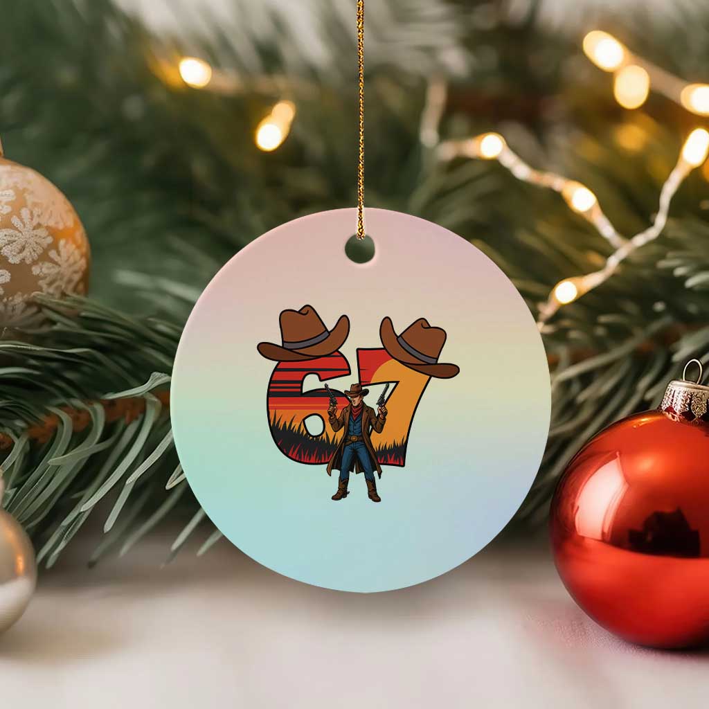 Six Seven Meme Cowboy Ceramic Ornament Funny Western 67 Trend Gift TS12 1pc Pastel Print Your Wear
