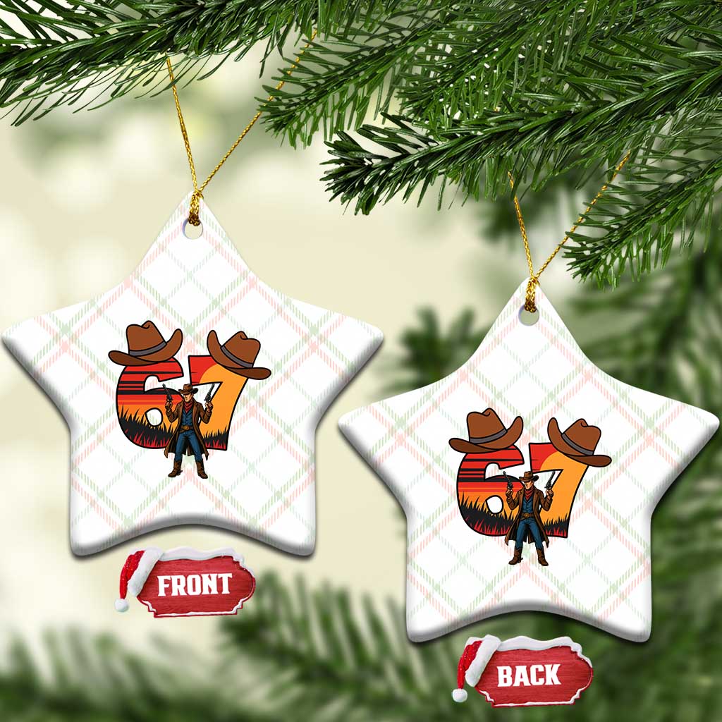 Six Seven Meme Cowboy Ceramic Ornament Funny Western 67 Trend Gift TS12 Print Your Wear