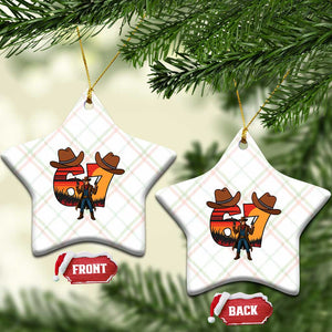 Six Seven Meme Cowboy Ceramic Ornament Funny Western 67 Trend Gift TS12 Print Your Wear