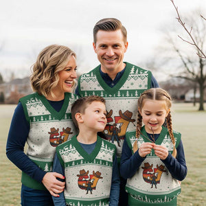 Six Seven Meme Cowboy V-Neck Knit Sweater Vest Funny Western 67 Trend Gift TS12 Beige Green Print Your Wear