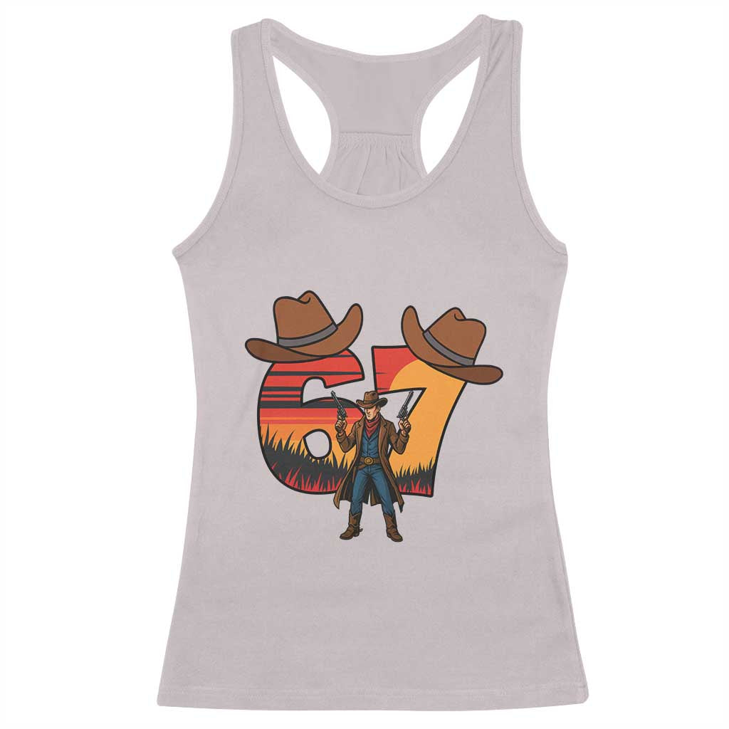 Six Seven Meme Cowboy Racerback Tank Top Funny Western 67 Trend Gift TS12 Ice Gray Print Your Wear