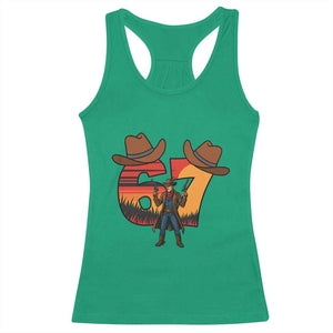 Six Seven Meme Cowboy Racerback Tank Top Funny Western 67 Trend Gift TS12 Irish Green Print Your Wear