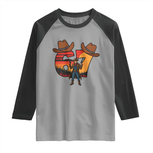 Six Seven Meme Cowboy Raglan Shirt Funny Western 67 Trend Gift TS12 Sport Gray Black Print Your Wear