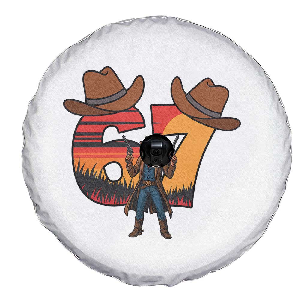 Six Seven Meme Cowboy Spare Tire Cover Funny Western 67 Trend Gift TS12 Print Your Wear