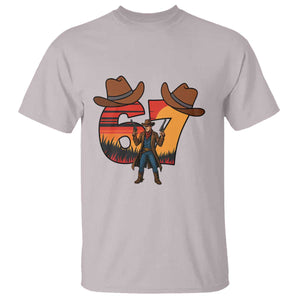 Six Seven Meme Cowboy T Shirt Funny Western 67 Trend Gift TS12 Ice Gray Print Your Wear