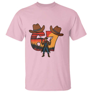 Six Seven Meme Cowboy T Shirt Funny Western 67 Trend Gift TS12 Light Pink Print Your Wear