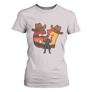 Six Seven Meme Cowboy T Shirt For Women Funny Western 67 Trend Gift TS12 Ice Gray Print Your Wear