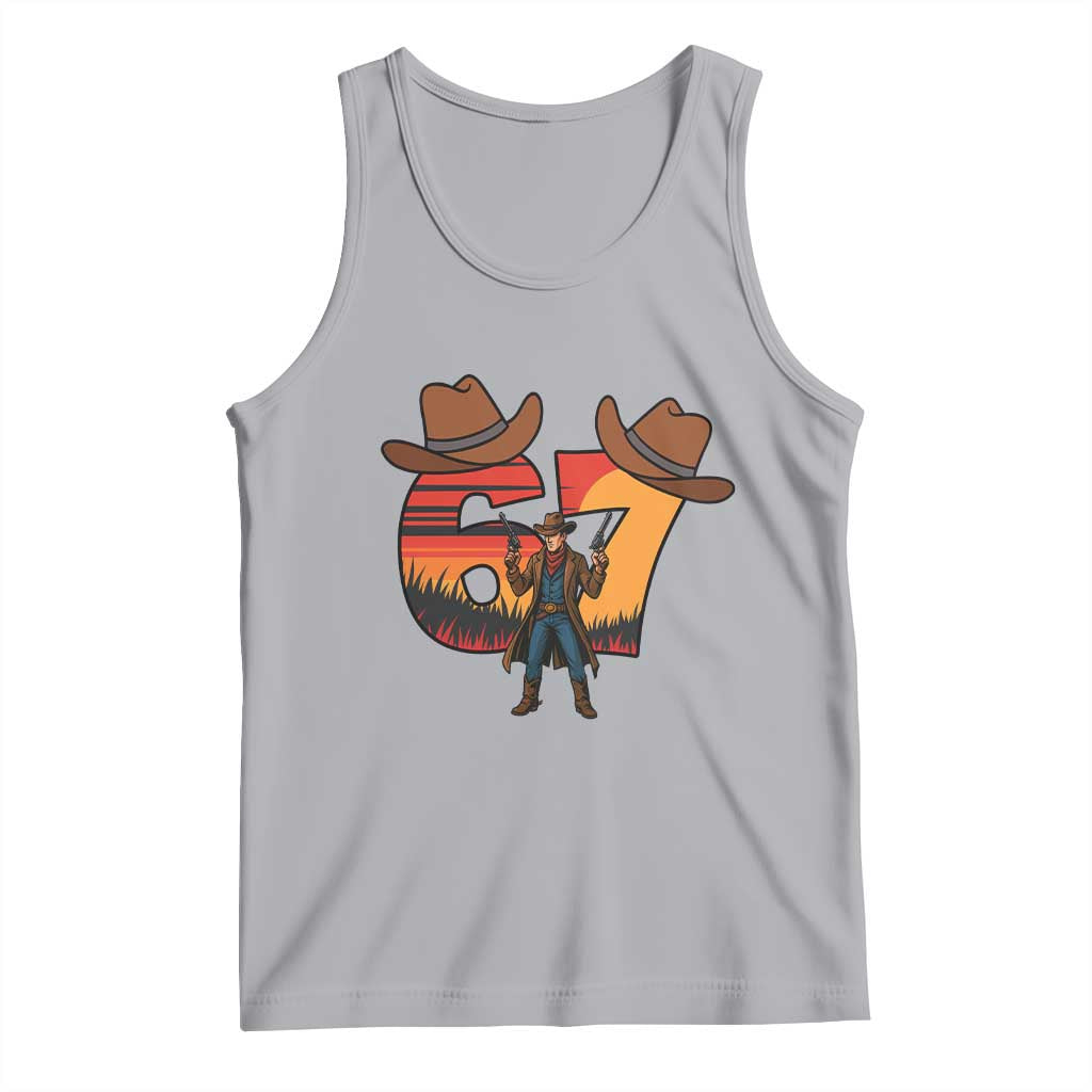 Six Seven Meme Cowboy Tank Top Funny Western 67 Trend Gift TS12 Athletic Heather Print Your Wear
