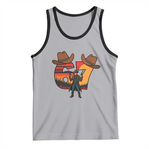 Six Seven Meme Cowboy Tank Top Funny Western 67 Trend Gift TS12 Athletic Heather Black Print Your Wear