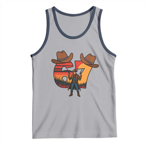 Six Seven Meme Cowboy Tank Top Funny Western 67 Trend Gift TS12 Athletic Heather Navy Print Your Wear