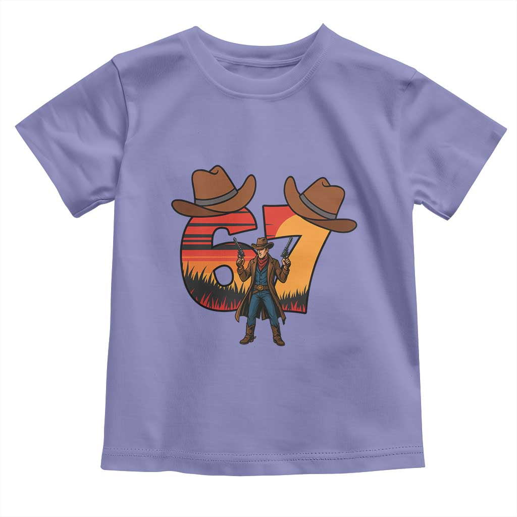 Six Seven Meme Cowboy Toddler T Shirt Funny Western 67 Trend Gift TS12 Violet Print Your Wear