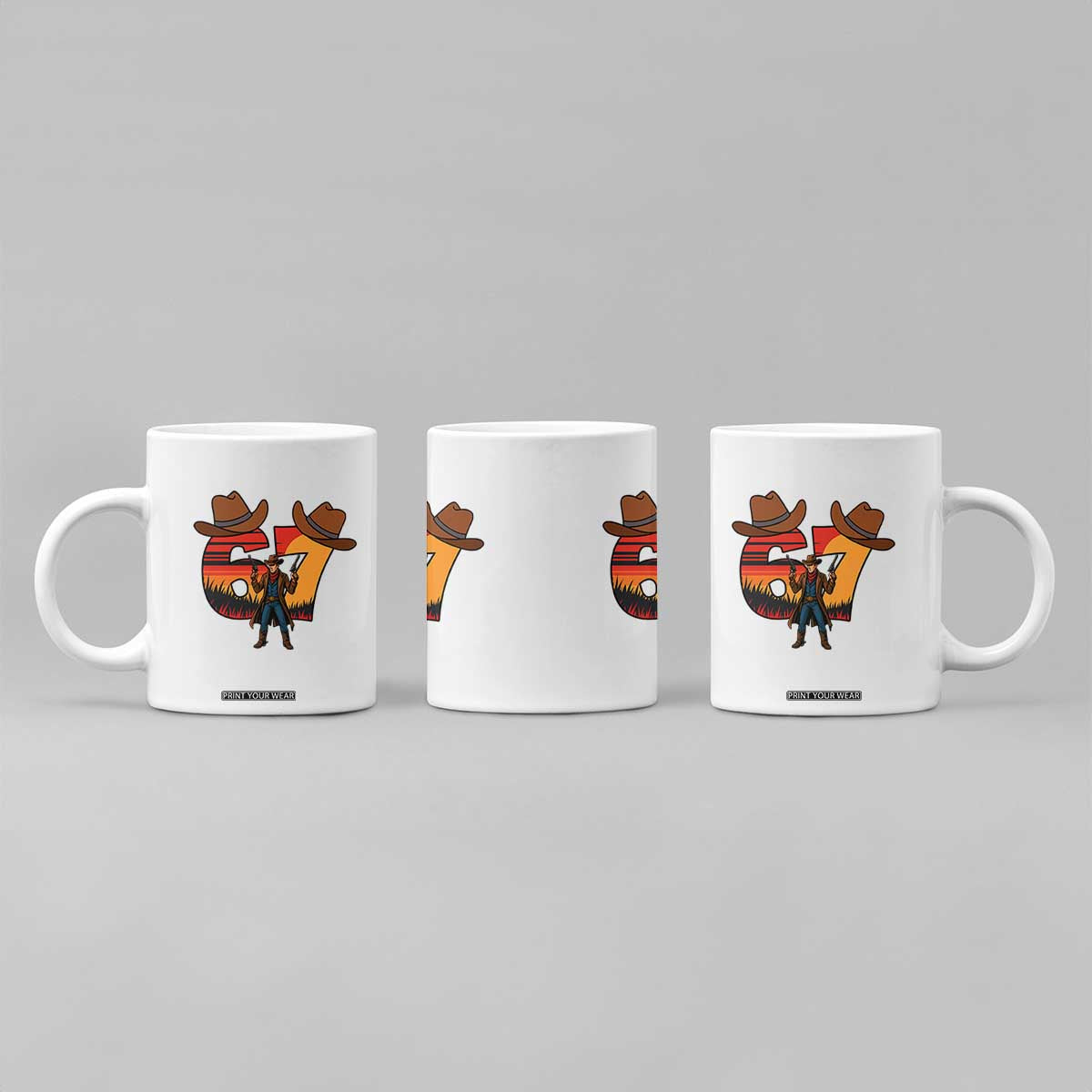 Six Seven Meme Cowboy Coffee Mug Funny Western 67 Trend Gift TS12 Print Your Wear