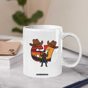 Six Seven Meme Cowboy Coffee Mug Funny Western 67 Trend Gift TS12 Print Your Wear