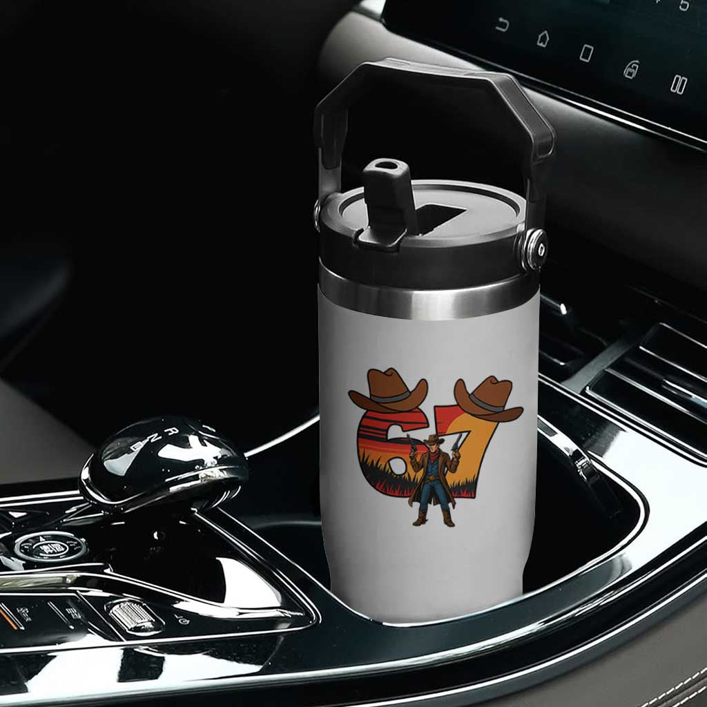 Six Seven Meme Cowboy Flip Straw Tumbler Funny Western 67 Trend Gift TS12 Print Your Wear