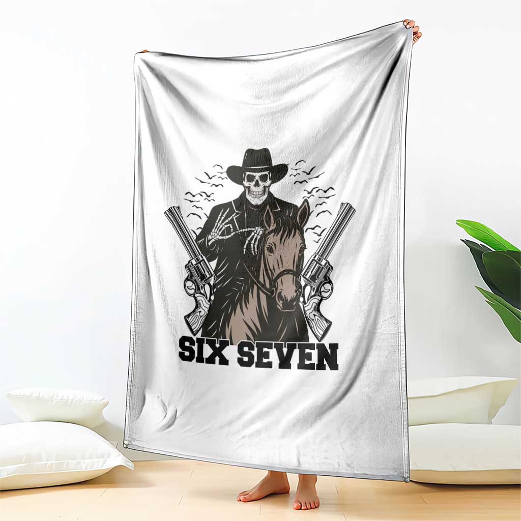 Six Seven Meme Skeleton Cowboy Throw Blanket Funny Western Gift TS12 Print Your Wear
