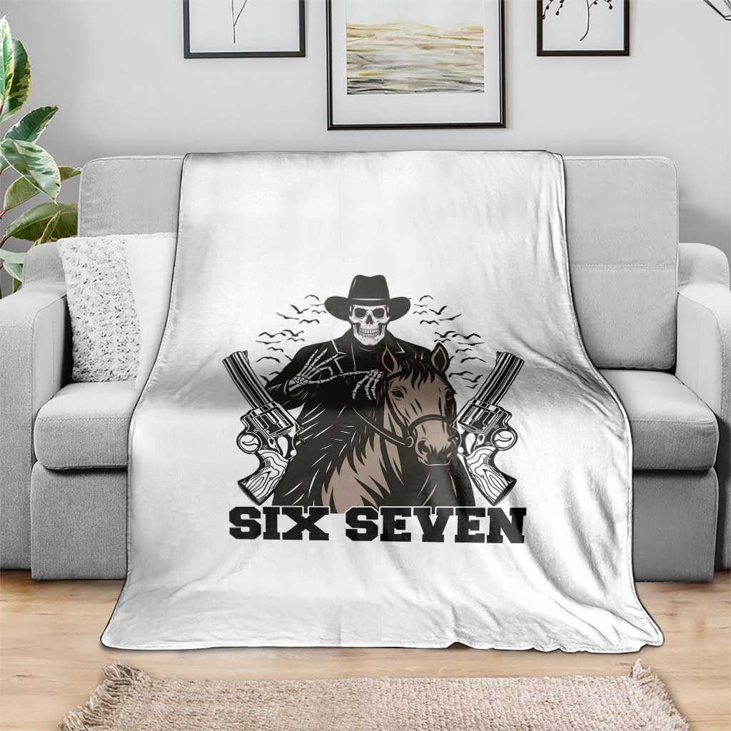 Six Seven Meme Skeleton Cowboy Throw Blanket Funny Western Gift TS12 Print Your Wear