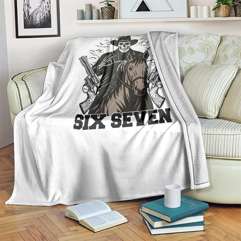 Six Seven Meme Skeleton Cowboy Throw Blanket Funny Western Gift TS12 Print Your Wear
