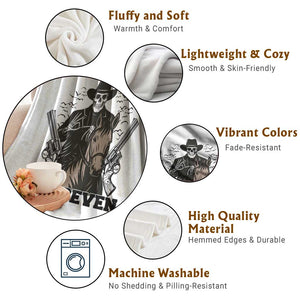 Six Seven Meme Skeleton Cowboy Throw Blanket Funny Western Gift TS12 Print Your Wear