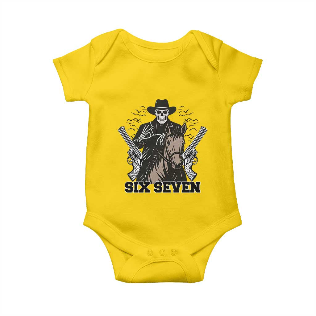 Six Seven Meme Skeleton Cowboy Baby Onesie Funny Western Gift TS12 Daisy Print Your Wear
