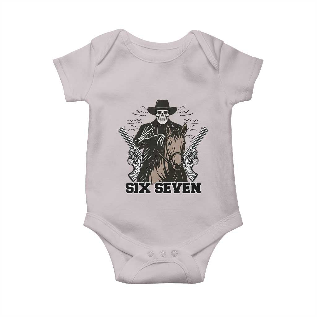 Six Seven Meme Skeleton Cowboy Baby Onesie Funny Western Gift TS12 Ice Gray Print Your Wear