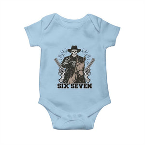 Six Seven Meme Skeleton Cowboy Baby Onesie Funny Western Gift TS12 Light Blue Print Your Wear