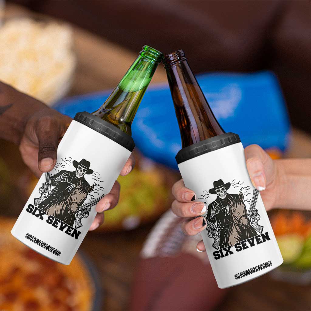 Six Seven Meme Skeleton Cowboy 4 in 1 Can Cooler Tumbler Funny Western Gift TS12 Print Your Wear