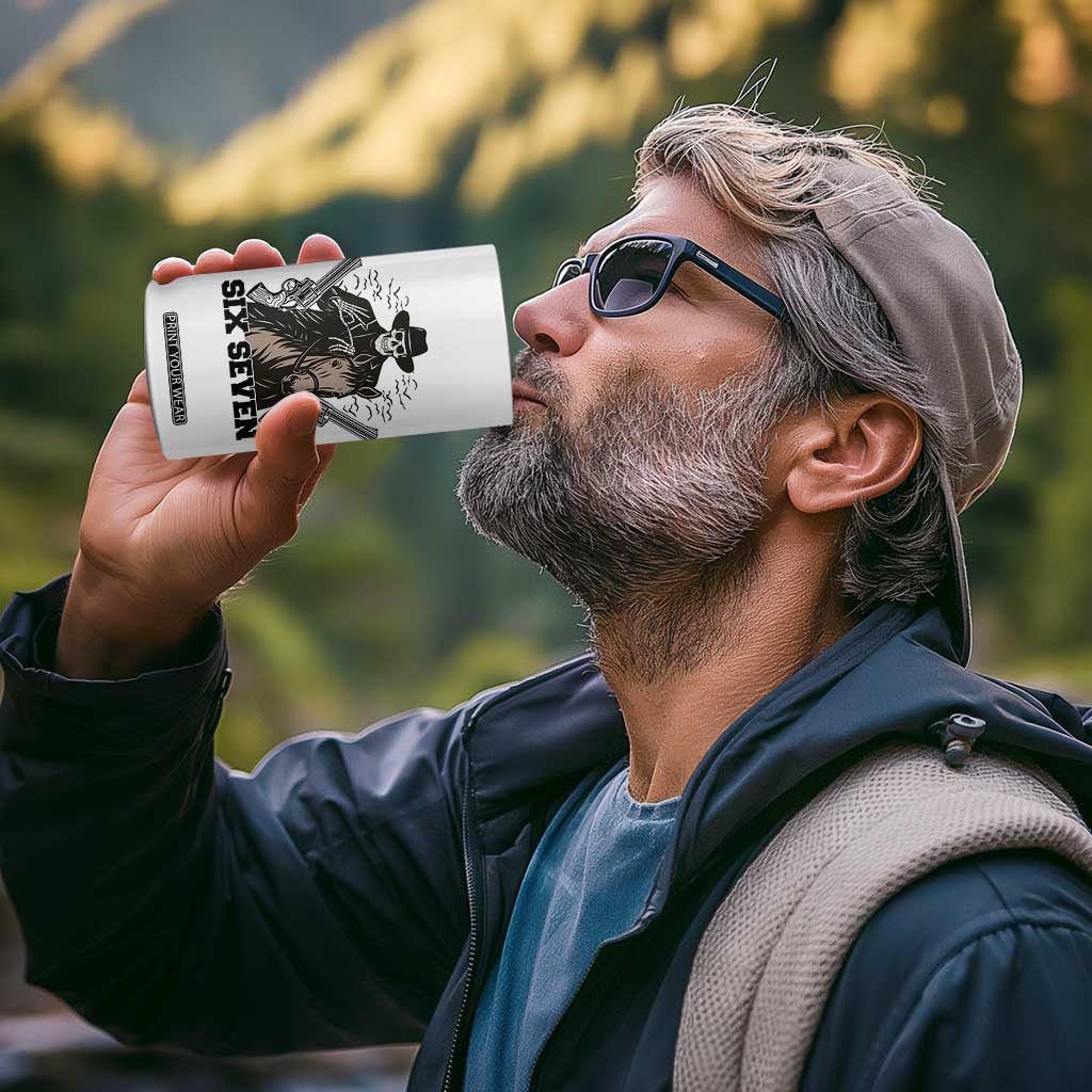 Six Seven Meme Skeleton Cowboy 4 in 1 Can Cooler Tumbler Funny Western Gift TS12 Print Your Wear