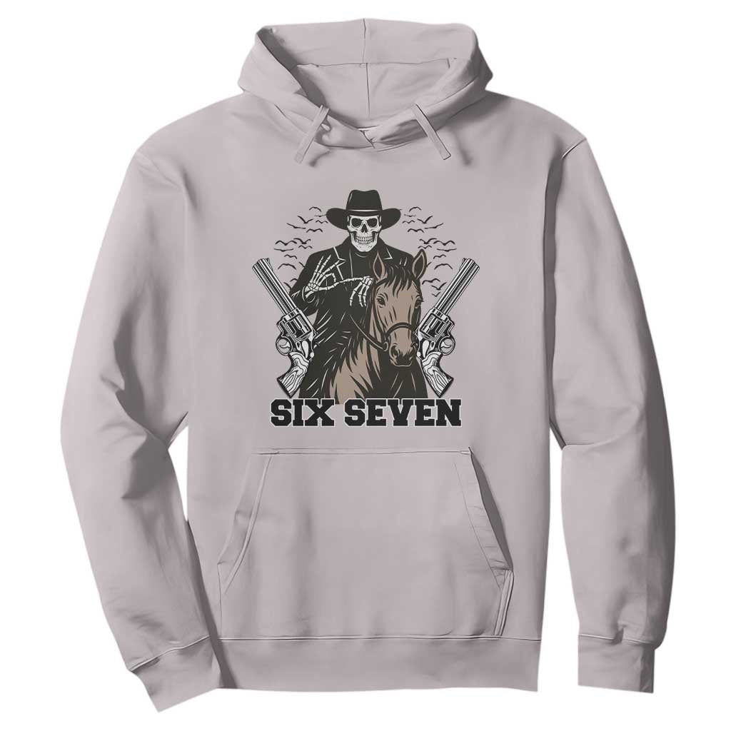 Six Seven Meme Skeleton Cowboy Hoodie Funny Western Gift TS12 Ice Gray Print Your Wear