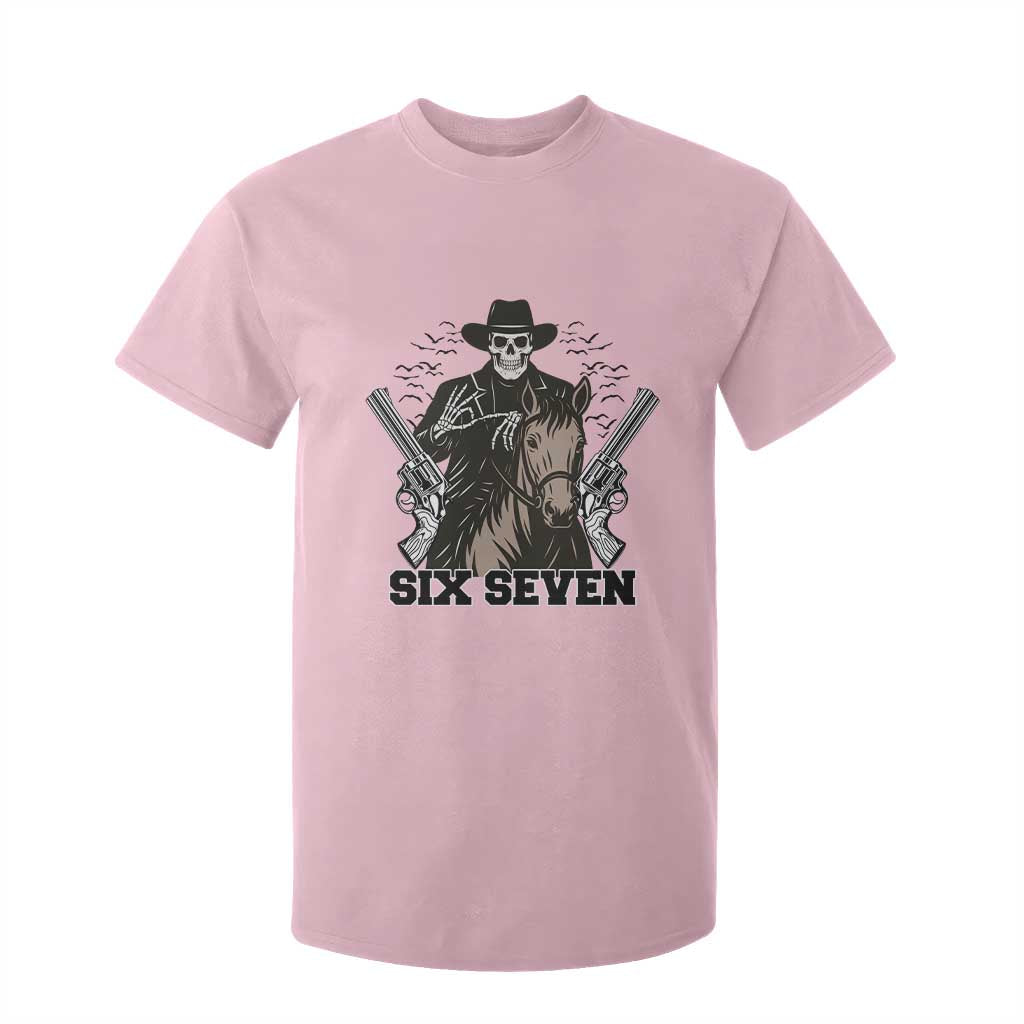 Six Seven Meme Skeleton Cowboy T Shirt For Kid Funny Western Gift TS12 Light Pink Print Your Wear