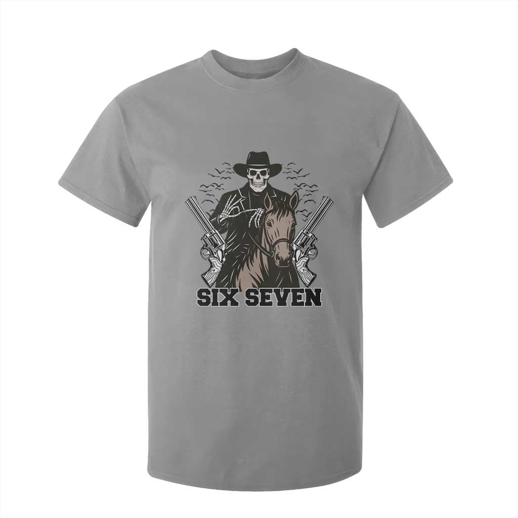 Six Seven Meme Skeleton Cowboy T Shirt For Kid Funny Western Gift TS12 Sport Gray Print Your Wear