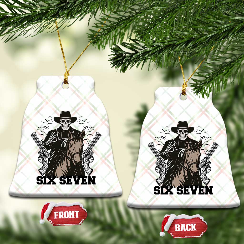 Six Seven Meme Skeleton Cowboy Ceramic Ornament Funny Western Gift TS12 Print Your Wear