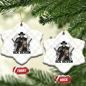Six Seven Meme Skeleton Cowboy Ceramic Ornament Funny Western Gift TS12 Print Your Wear