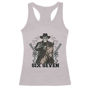 Six Seven Meme Skeleton Cowboy Racerback Tank Top Funny Western Gift TS12 Ice Gray Print Your Wear