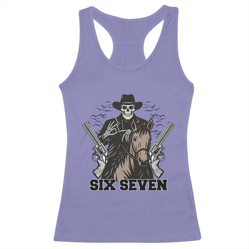 Six Seven Meme Skeleton Cowboy Racerback Tank Top Funny Western Gift TS12 Violet Print Your Wear