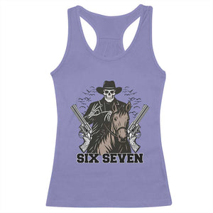 Six Seven Meme Skeleton Cowboy Racerback Tank Top Funny Western Gift TS12 Violet Print Your Wear