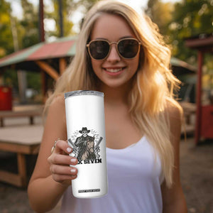 Six Seven Meme Skeleton Cowboy Skinny Tumbler Funny Western Gift TS12 Print Your Wear