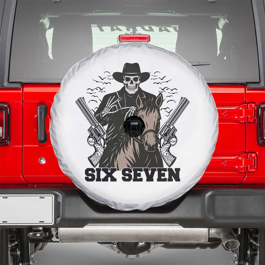 Six Seven Meme Skeleton Cowboy Spare Tire Cover Funny Western Gift TS12 White Print Your Wear