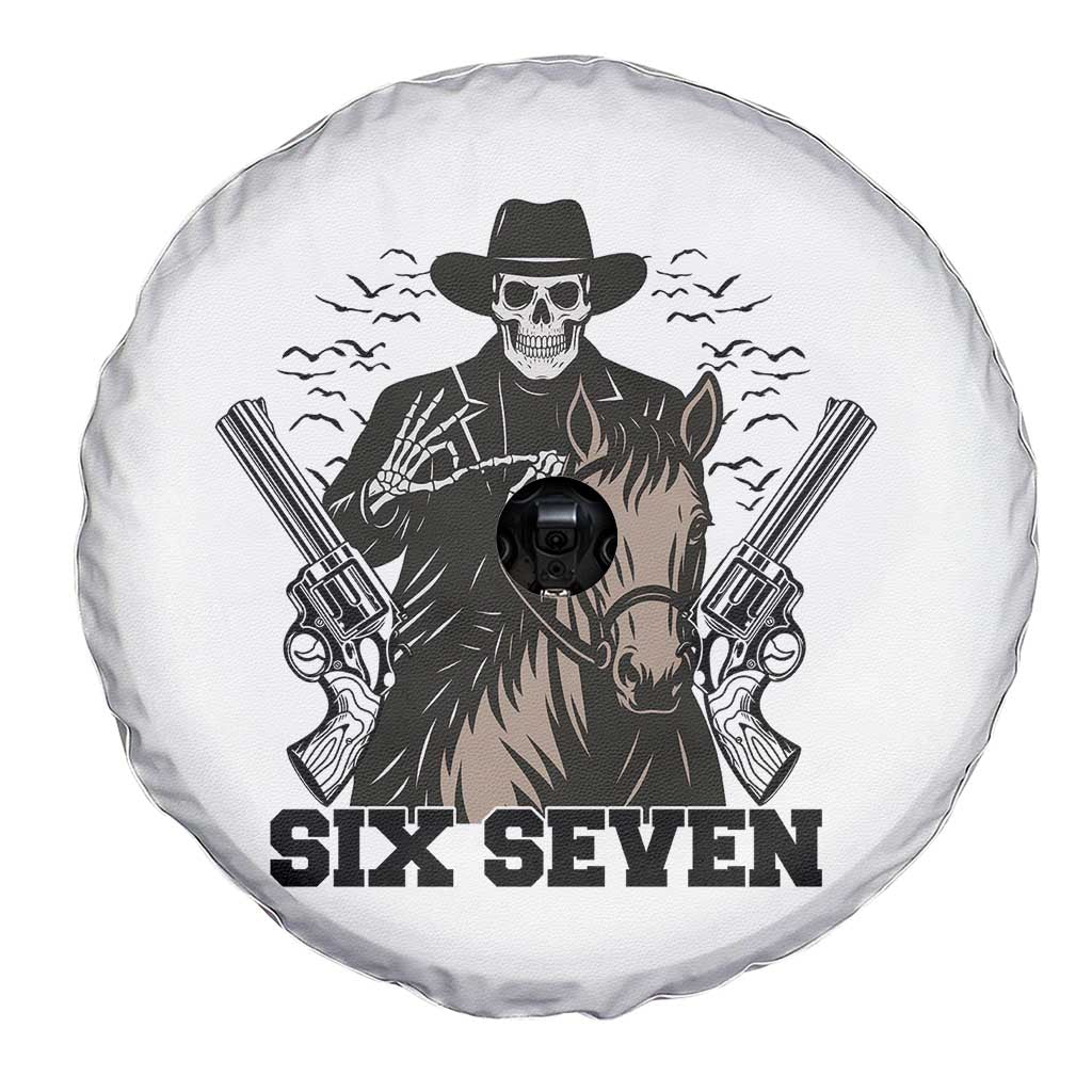 Six Seven Meme Skeleton Cowboy Spare Tire Cover Funny Western Gift TS12 Print Your Wear