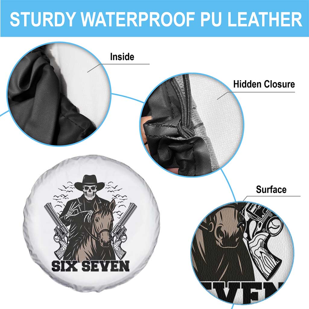Six Seven Meme Skeleton Cowboy Spare Tire Cover Funny Western Gift TS12 Print Your Wear