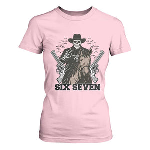 Six Seven Meme Skeleton Cowboy T Shirt For Women Funny Western Gift TS12 Light Pink Print Your Wear